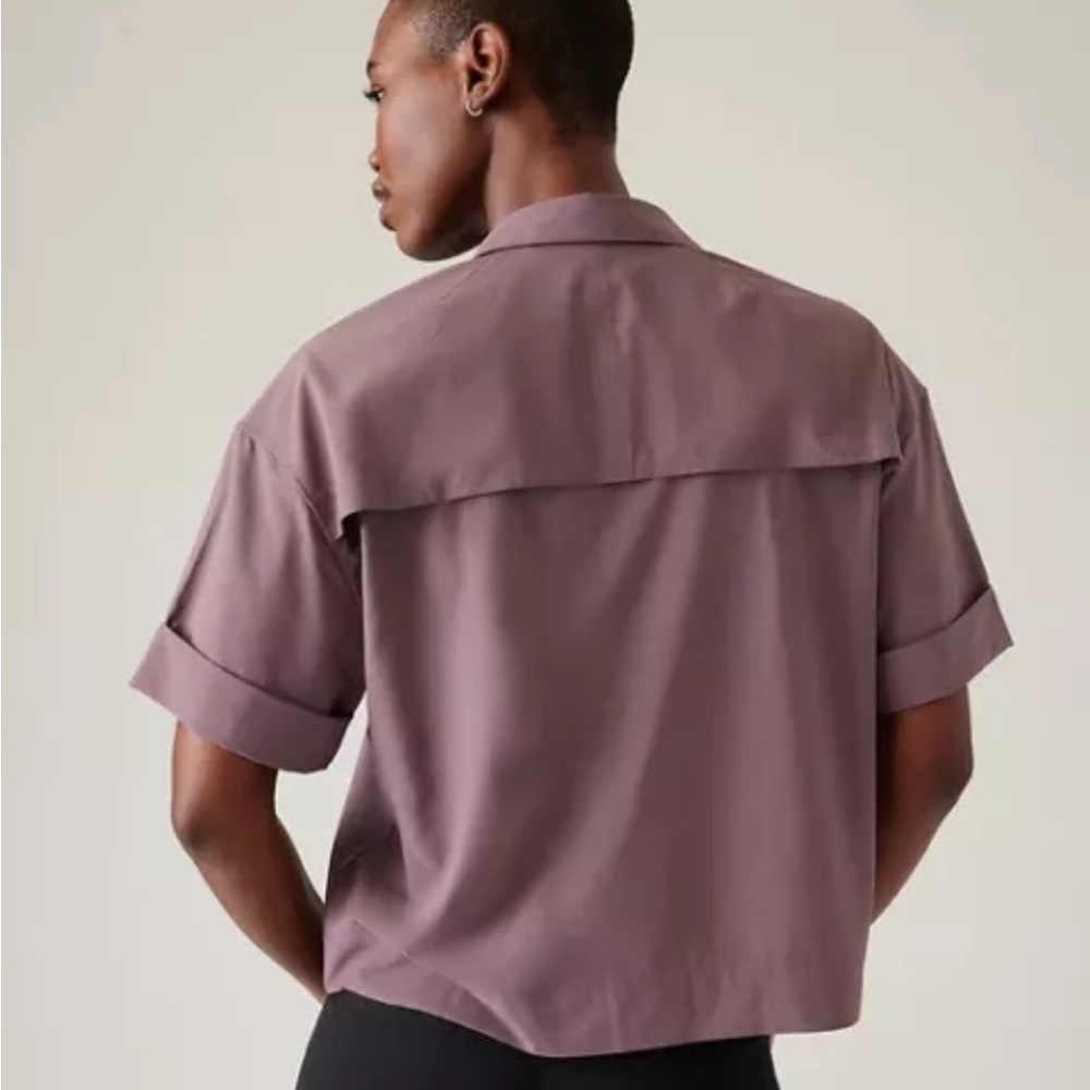 Athleta Hike Packable Button Down Top Damask Mauv… - image 3